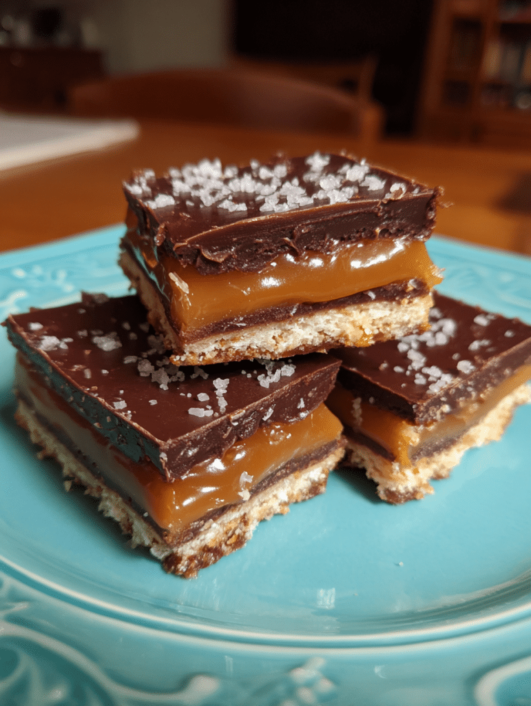 Salted Caramel Chocolate Layer Squares